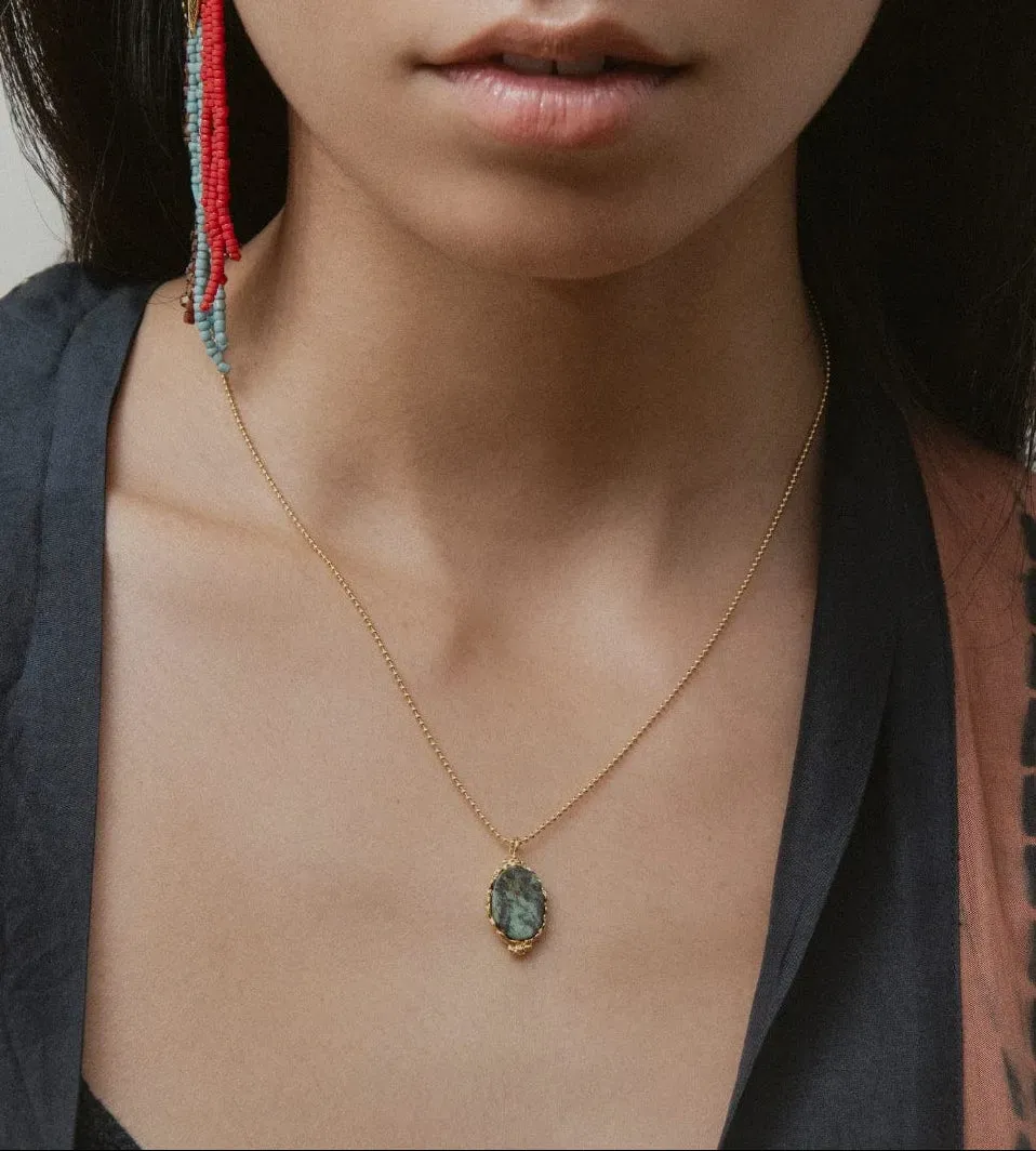 Elise Tsikis Despina collier perlé turquoise doré