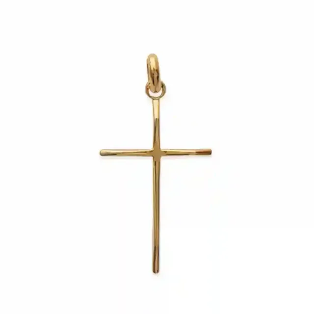Oriana France pendentif croix longue fine plaqué or