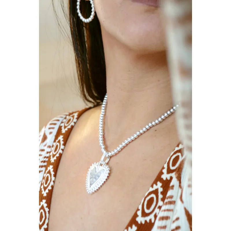 Secret de Cuir N°1430 collier perles PM argenté