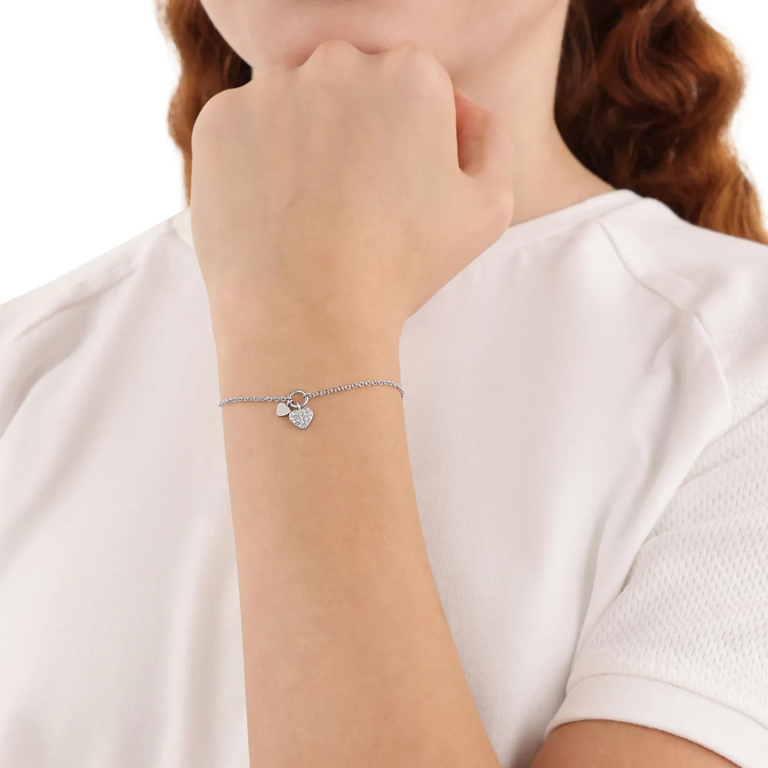 s.Oliver Bracelet Fille Argent 925 Cœur Blanc