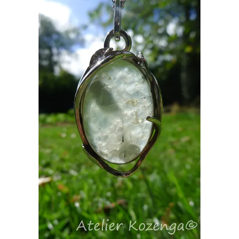 L'Atelier Kozenga pendentif Taaza prehnite 29x19mm argent 950