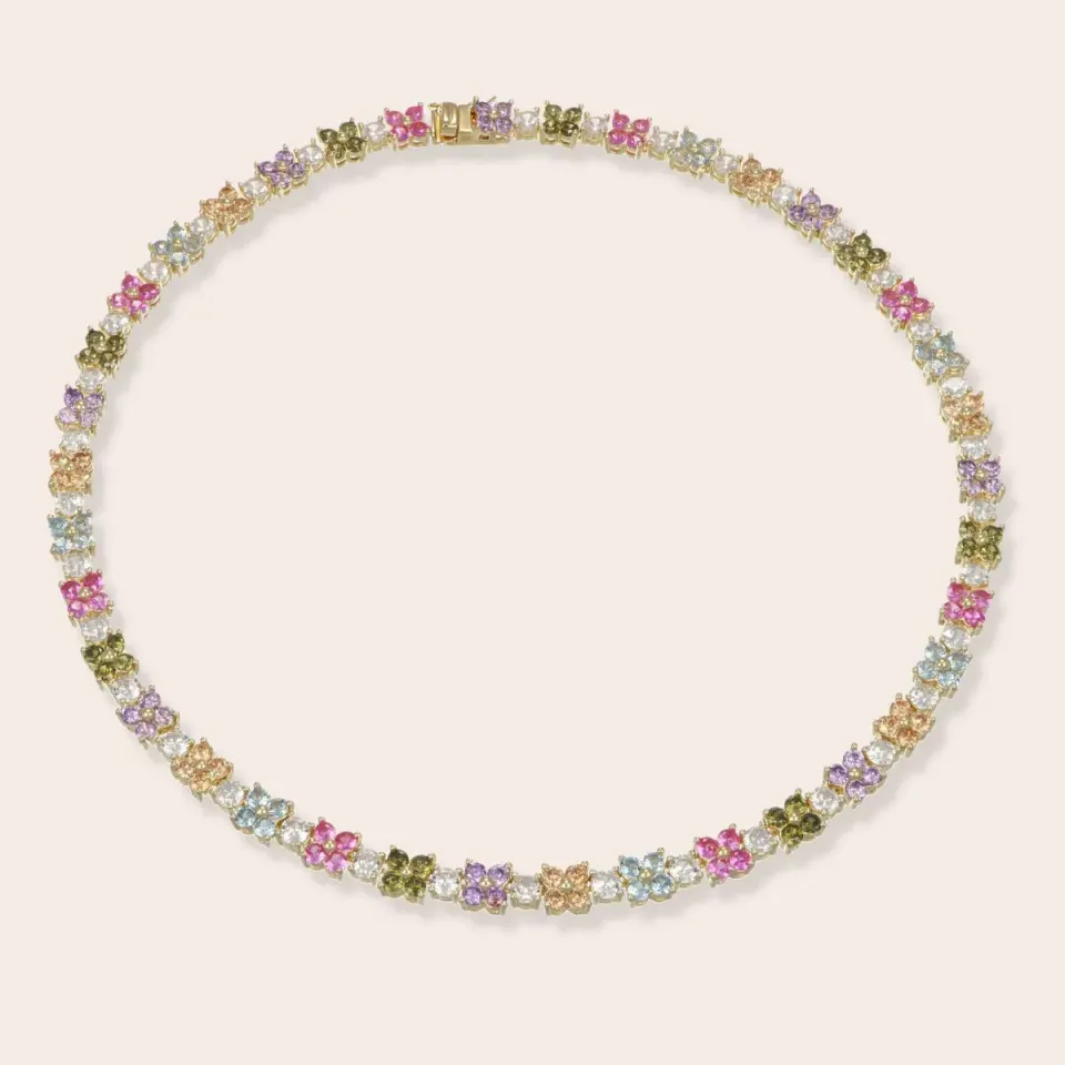 Ultima Edizione Mini Flowers collier tennis fleurs blanches
