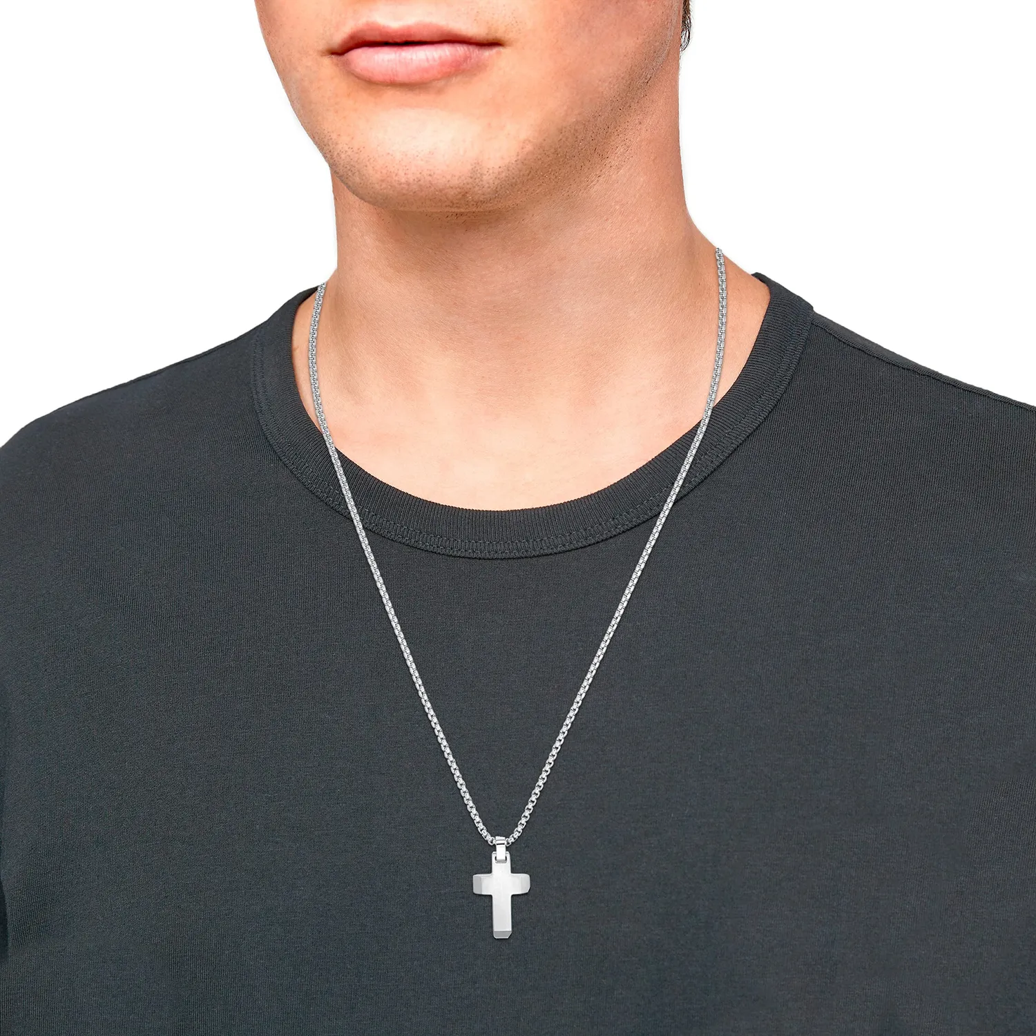 s.Oliver collier homme pendentif croix acier