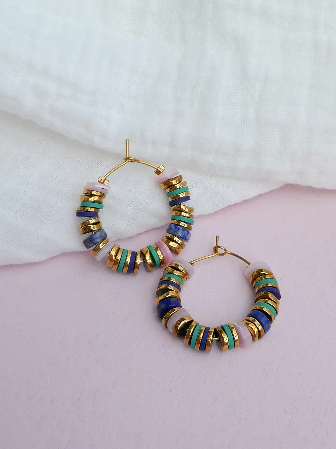 Cloralys Dakota bleues boucles d’oreilles créoles 25 mm lapis