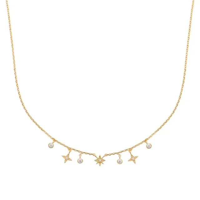 Oriana France collier breloque étoiles plaqué or zircons