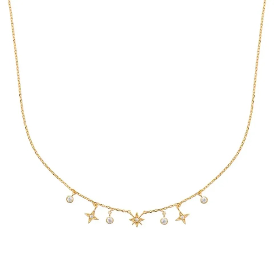 Oriana France collier breloque étoiles plaqué or zircons
