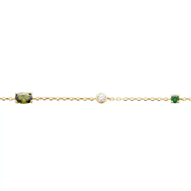 Oriana France bracelet émeraude aventurine plaqué or