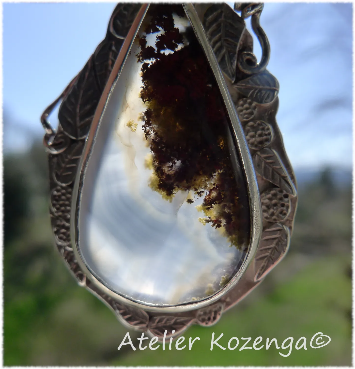 L'Atelier Kozenga Kohara pendentif argent calcédoine