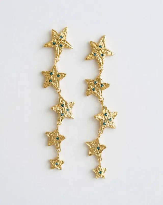 Elise Tsikis Lampasas boucles pendantes zircons 7,5 cm