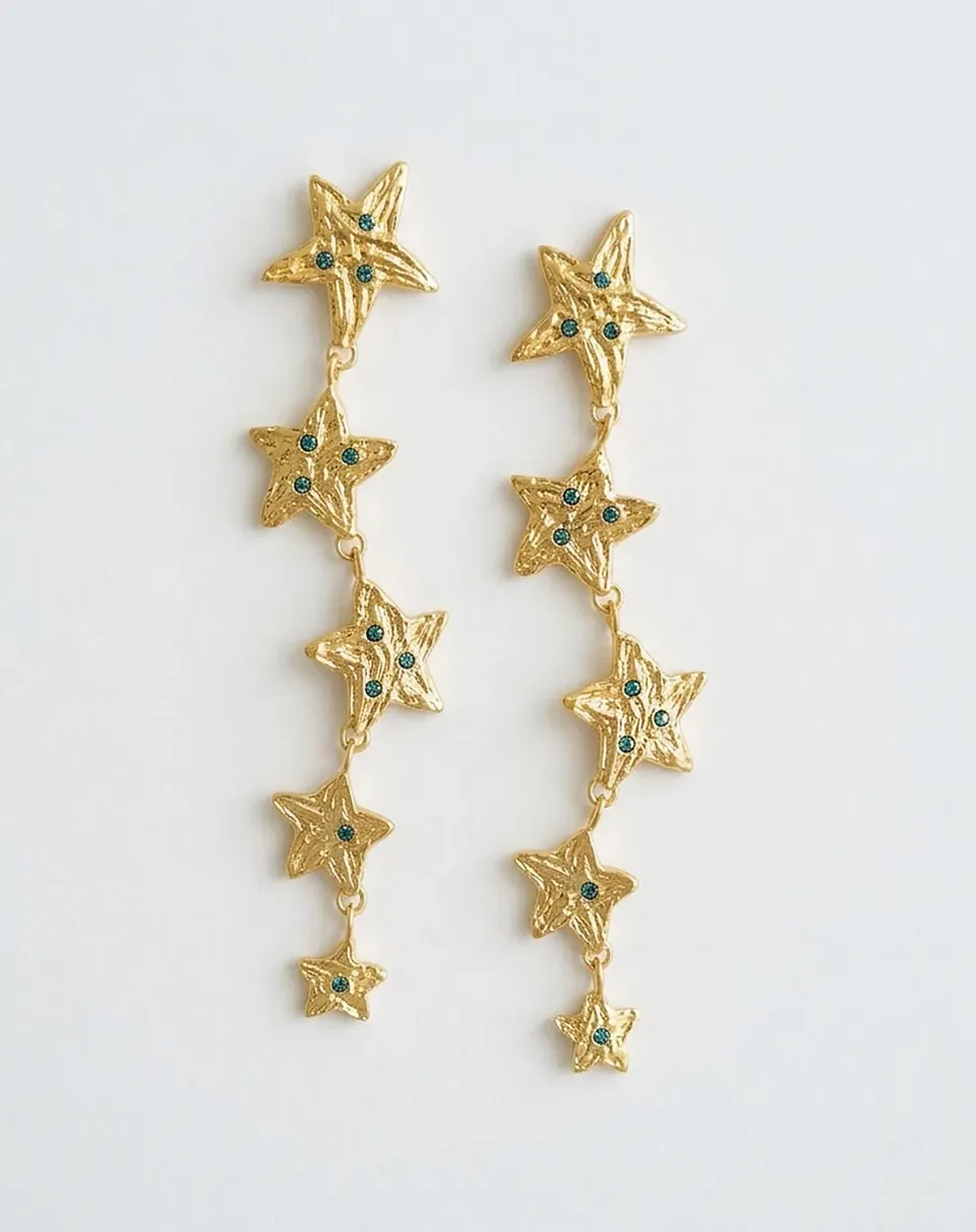 Elise Tsikis Lampasas boucles pendantes zircons 7,5 cm