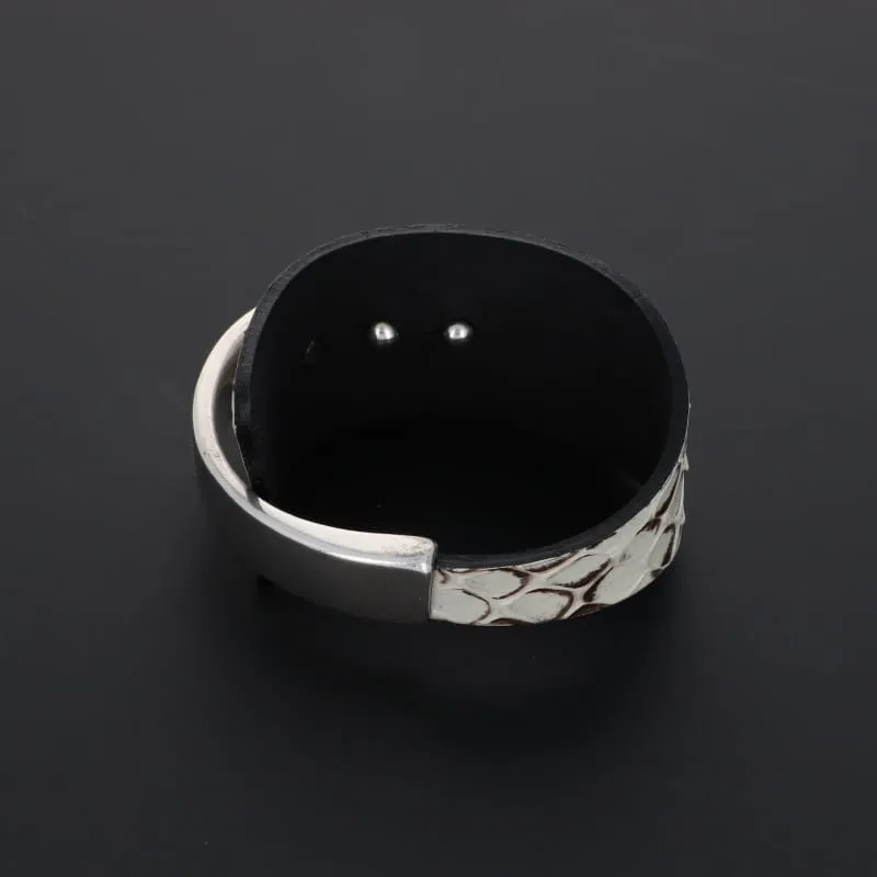 Secret de Cuir N°671 Awa bracelet cuir serpent argenté