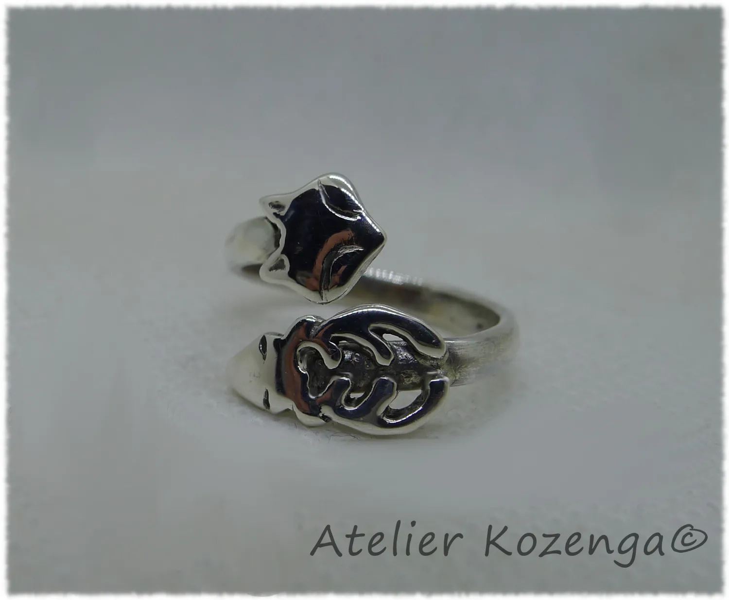L'Atelier Kozenga Cerf Renard bague argent 950 lisse