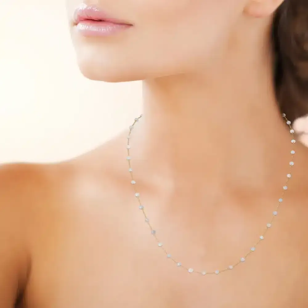 Oriana France collier plaqué or billes labradorite 18 carats
