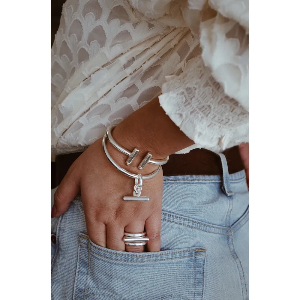 Secret de Cuir N°81 jonc barre plaqué argent