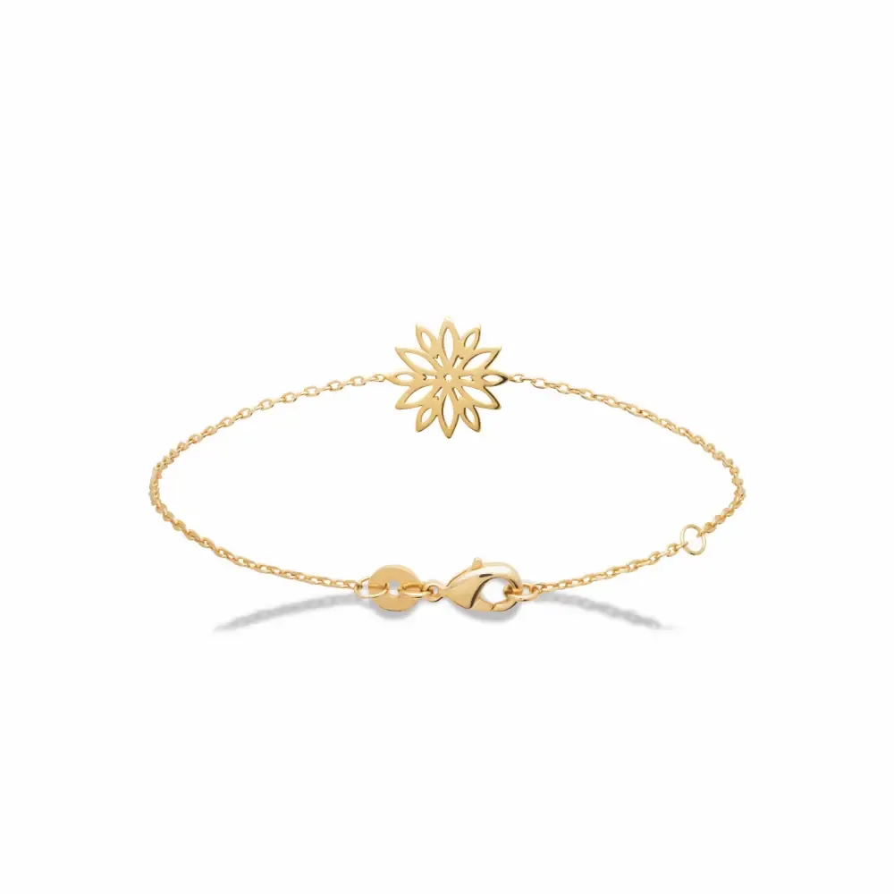 Oriana France bracelet fleur ajourée plaqué or lotus