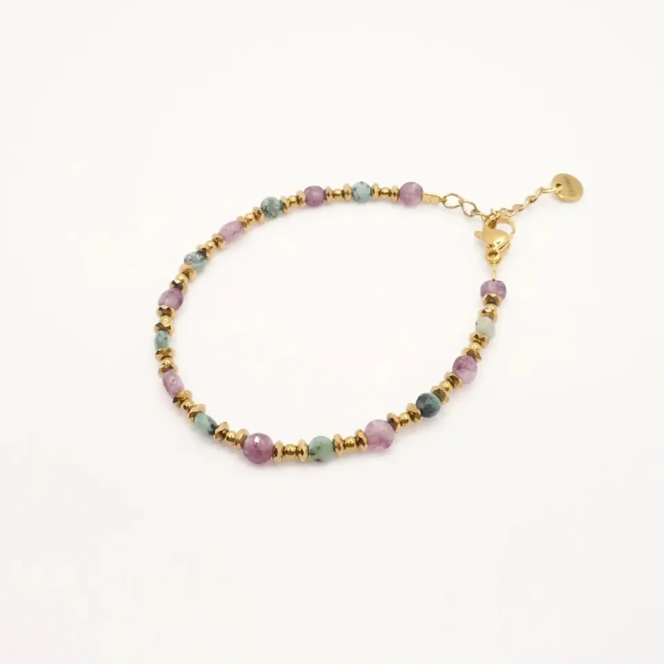Cloralys Lou bracelet quartz rose turquoise 15 cm