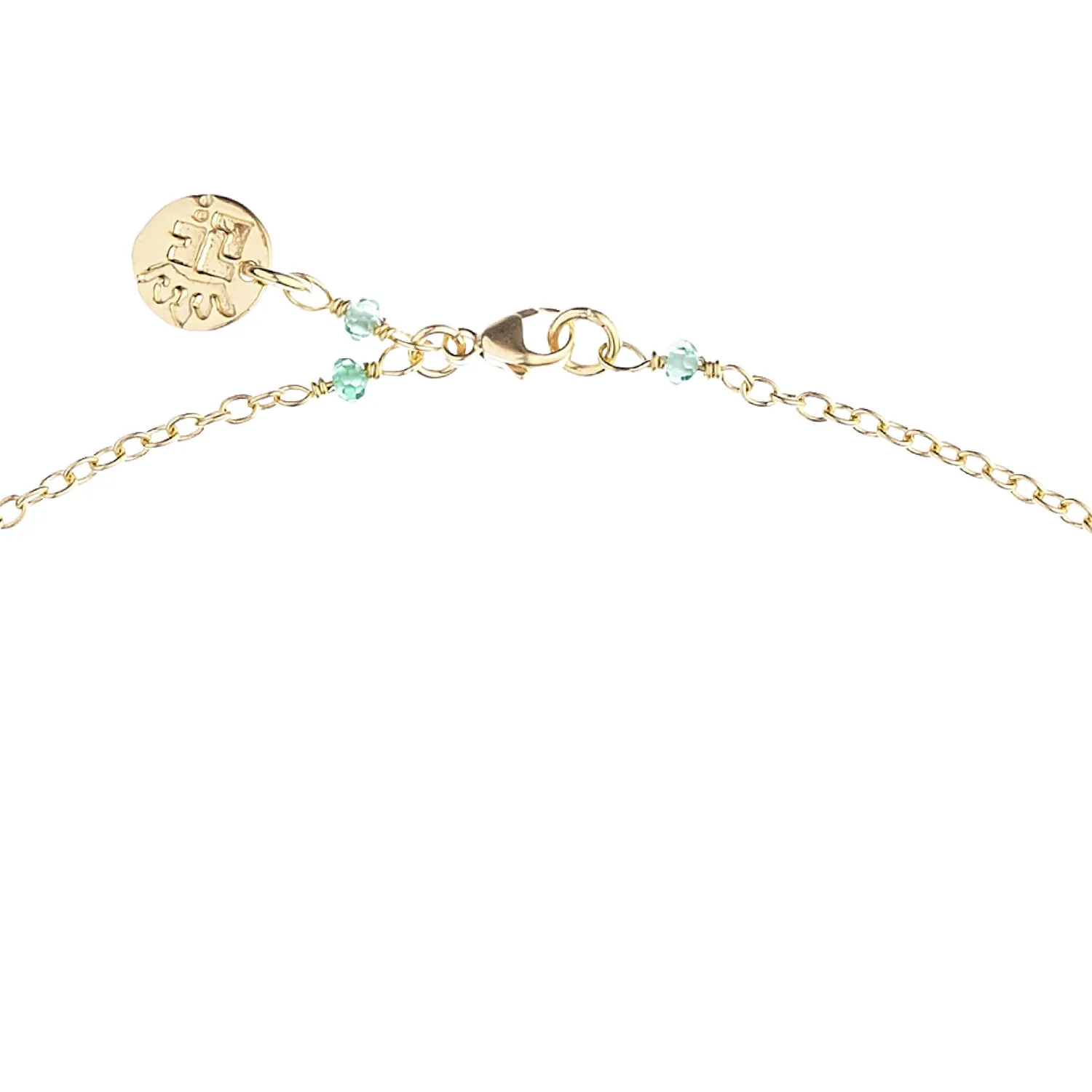 Lorella Tamberi Bee Queen croix collier zircons verts