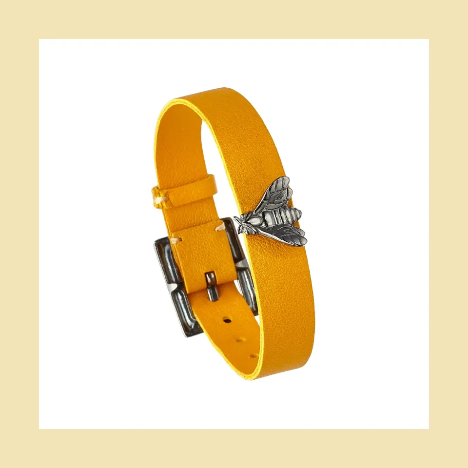 Lorella Tamberi Canal Bee Queen Single Bee bracelet cuir miel