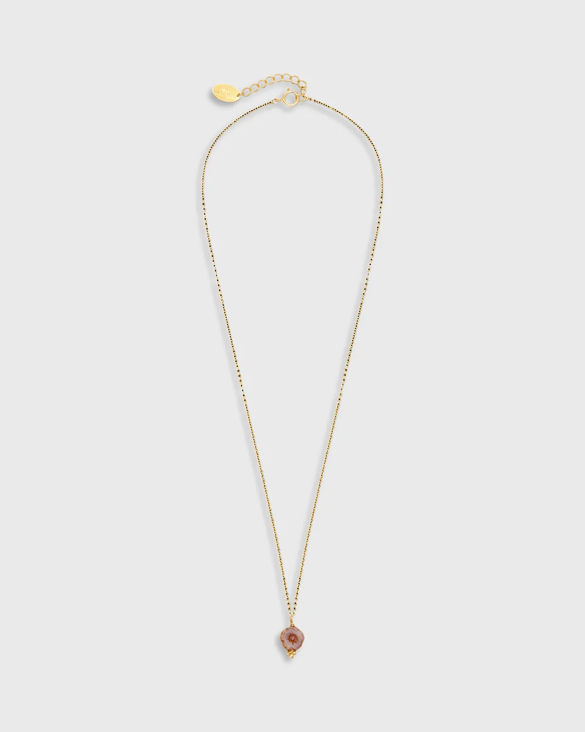 Elise Tsikis Millas collier fleur verre doré 40 cm