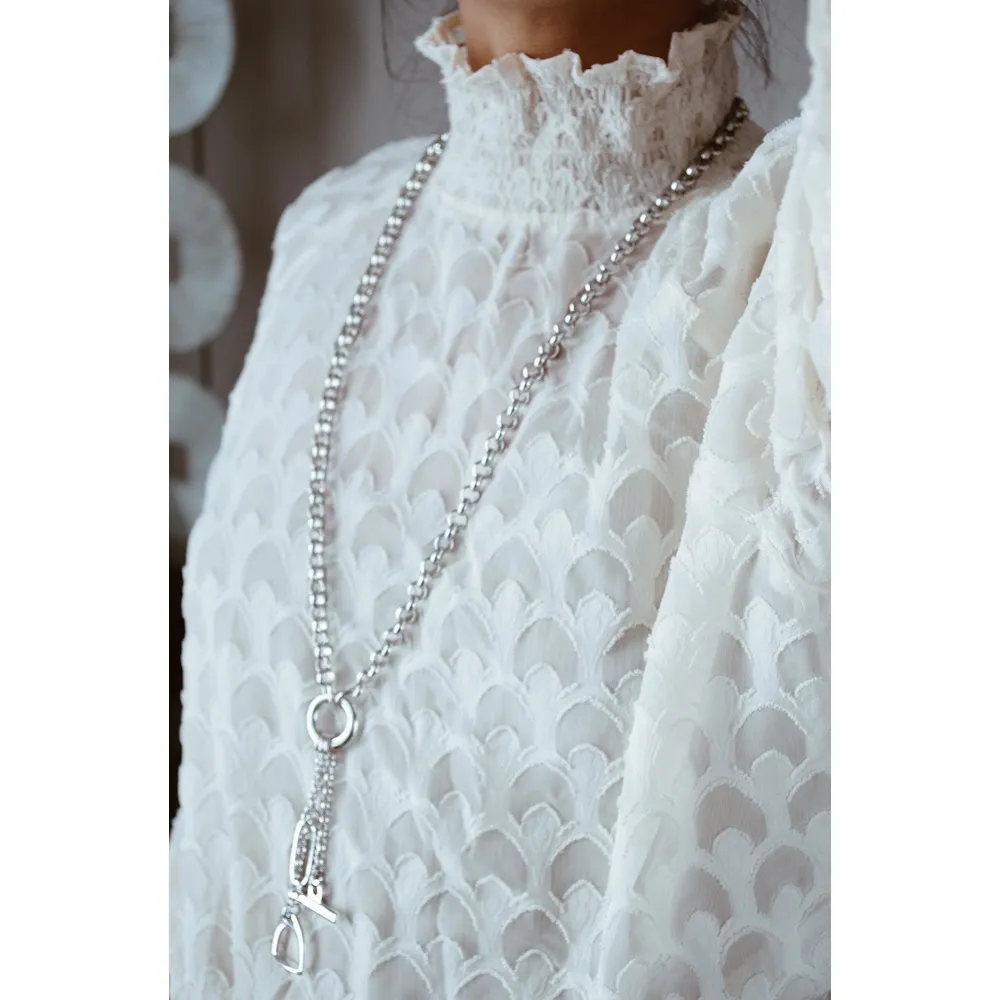 Secret de Cuir N°403 sautoir 3 pendentifs étrier argenté