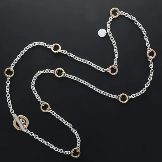 Secret de Cuir N°1640 sautoir bicolore plaqué argent