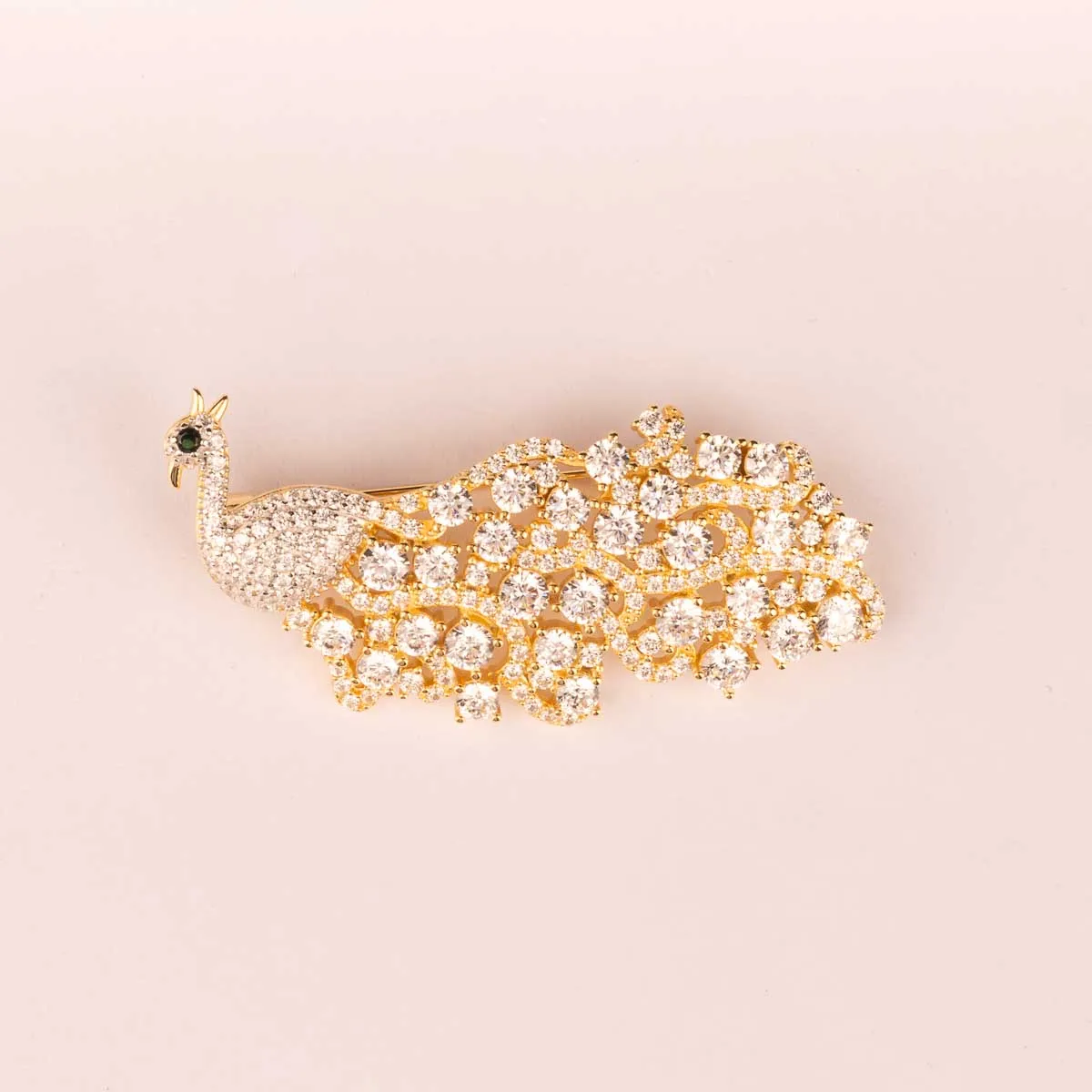 Ultima Edizione Pavone broche paon zircons blancs