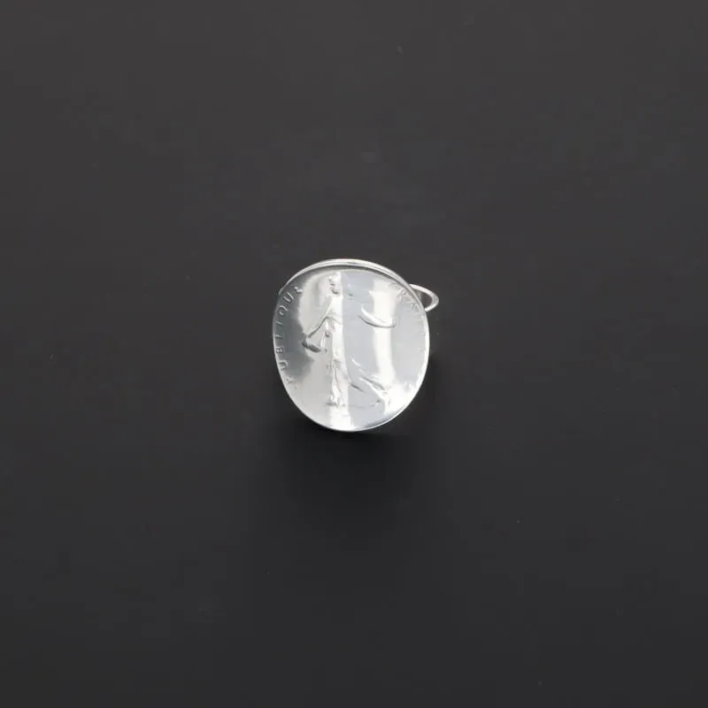 Secret de Cuir N°1103 bague semeuse plaqué argent réglable