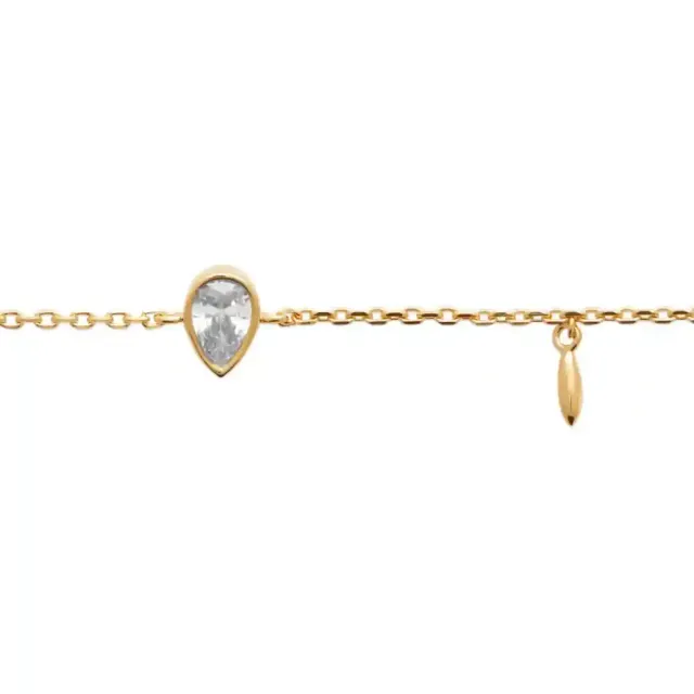 Oriana France breloque plumes bracelet plaqué or pierre goutte