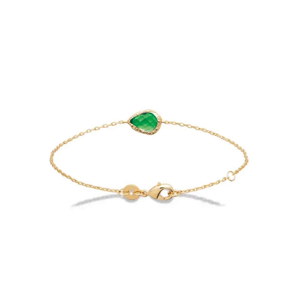 Oriana France émeraude poire bracelet plaqué or 18 carats