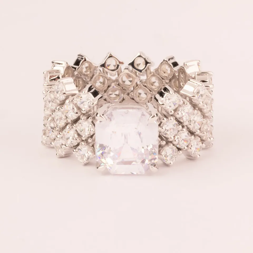 Ultima Edizione Fascia Alta bague large zircon blanc