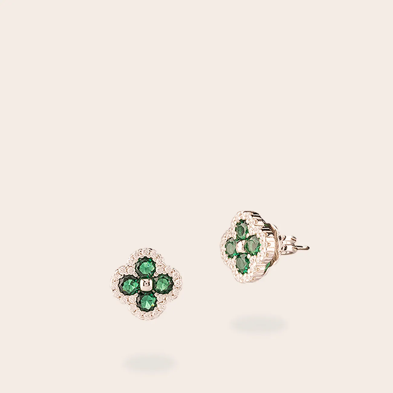 Ultima Edizione Mini Fiore boucles fleur 4 pétales zircons