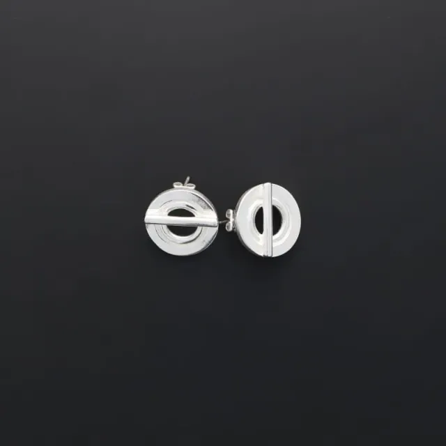 Secret de Cuir N°1203 bouée barre boucles oreilles plaqué argent
