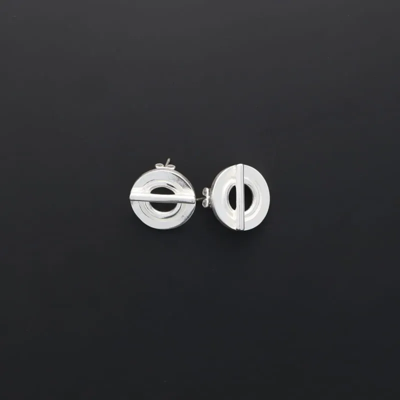 Secret de Cuir N°1203 bouée barre boucles oreilles plaqué argent