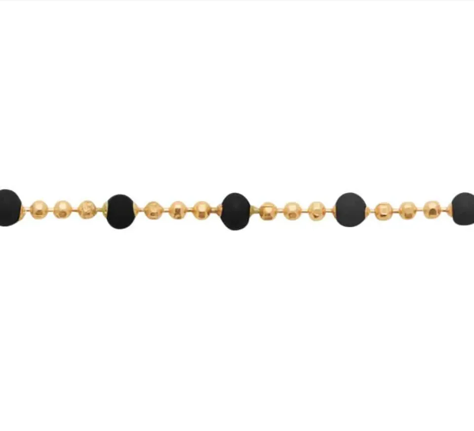Oriana France bracelet perles laque noires plaqué or boules