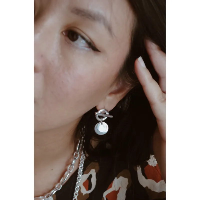 Secret de Cuir N°150 boucles d'oreilles double pastilles plaqué