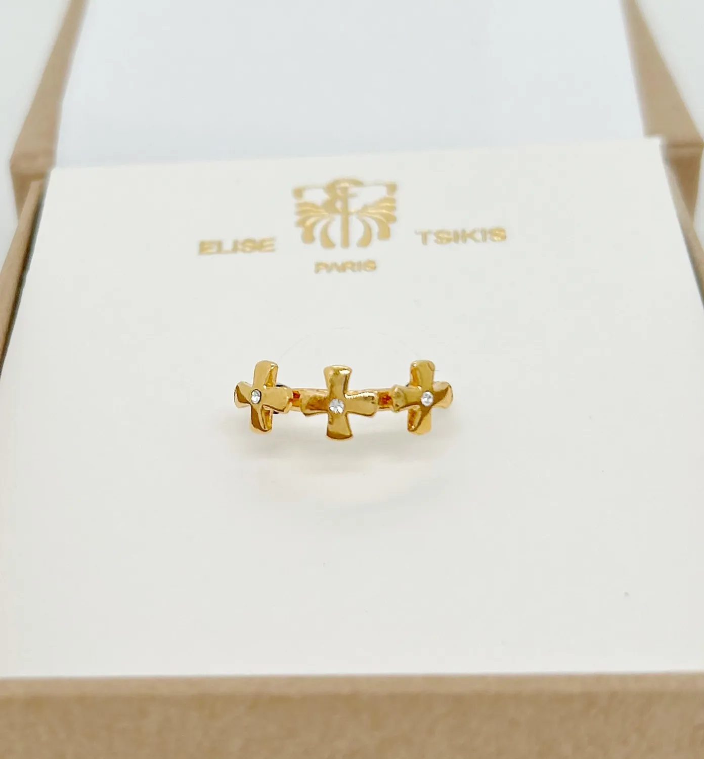 Elise Tsikis Monem bague ajustable croix dorée