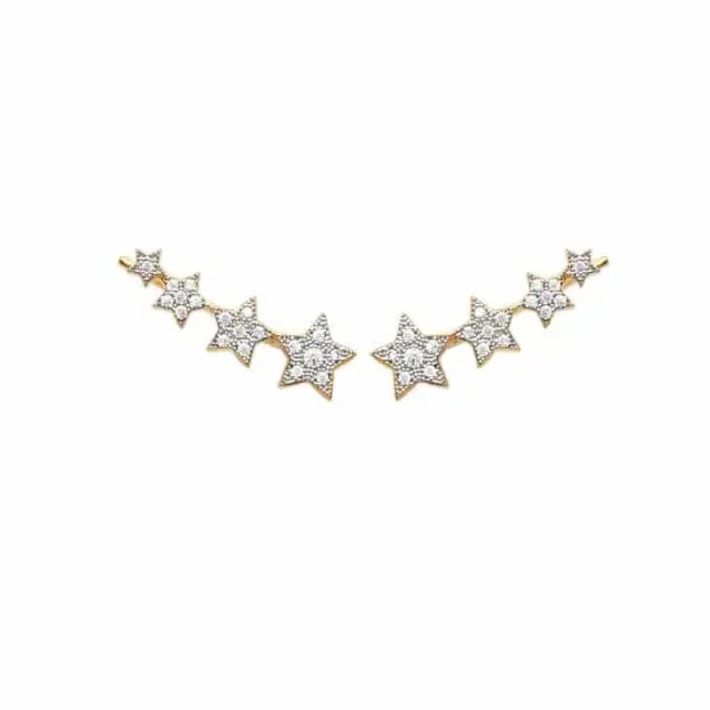 Oriana France boucles contour lobe étoiles plaqué or zircon