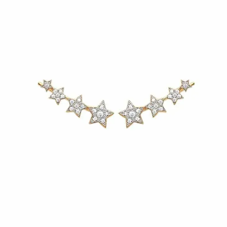 Oriana France boucles contour lobe étoiles plaqué or zircon