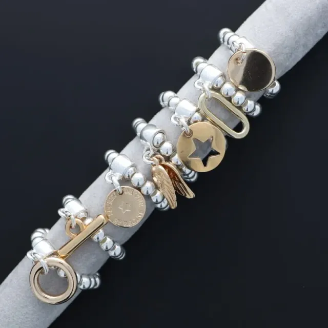 Secret de Cuir N°1601 lot 7 bagues bicolore perle