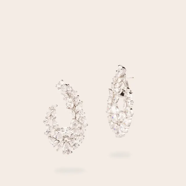 Ultima Edizione Feuille boucles d’oreilles zircons blancs