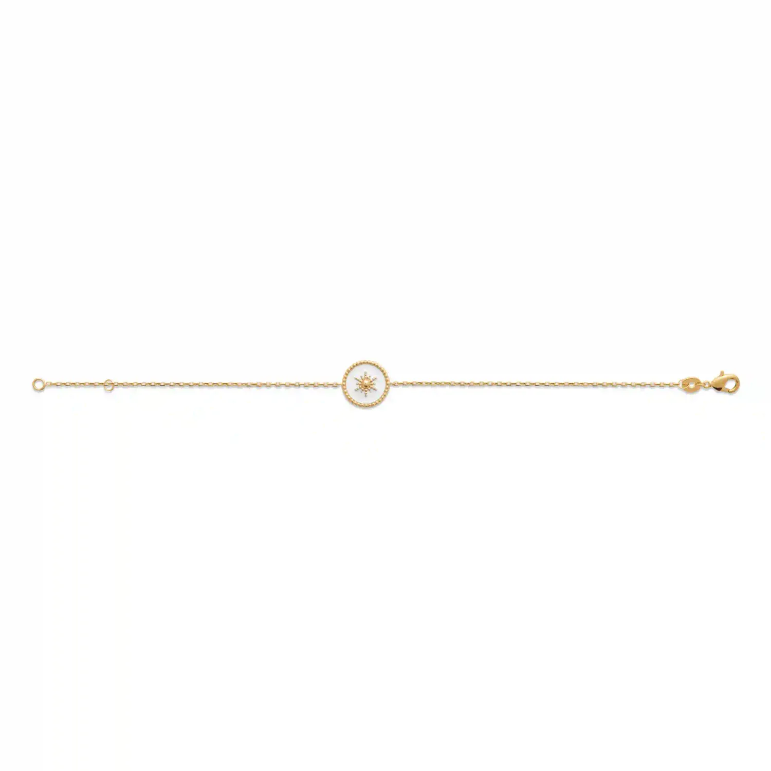 Oriana France bracelet soleil laque blanche plaqué or