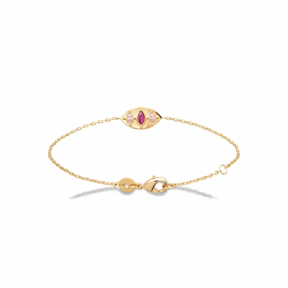 Oriana France bracelet losanges rubis quartz plaqué or