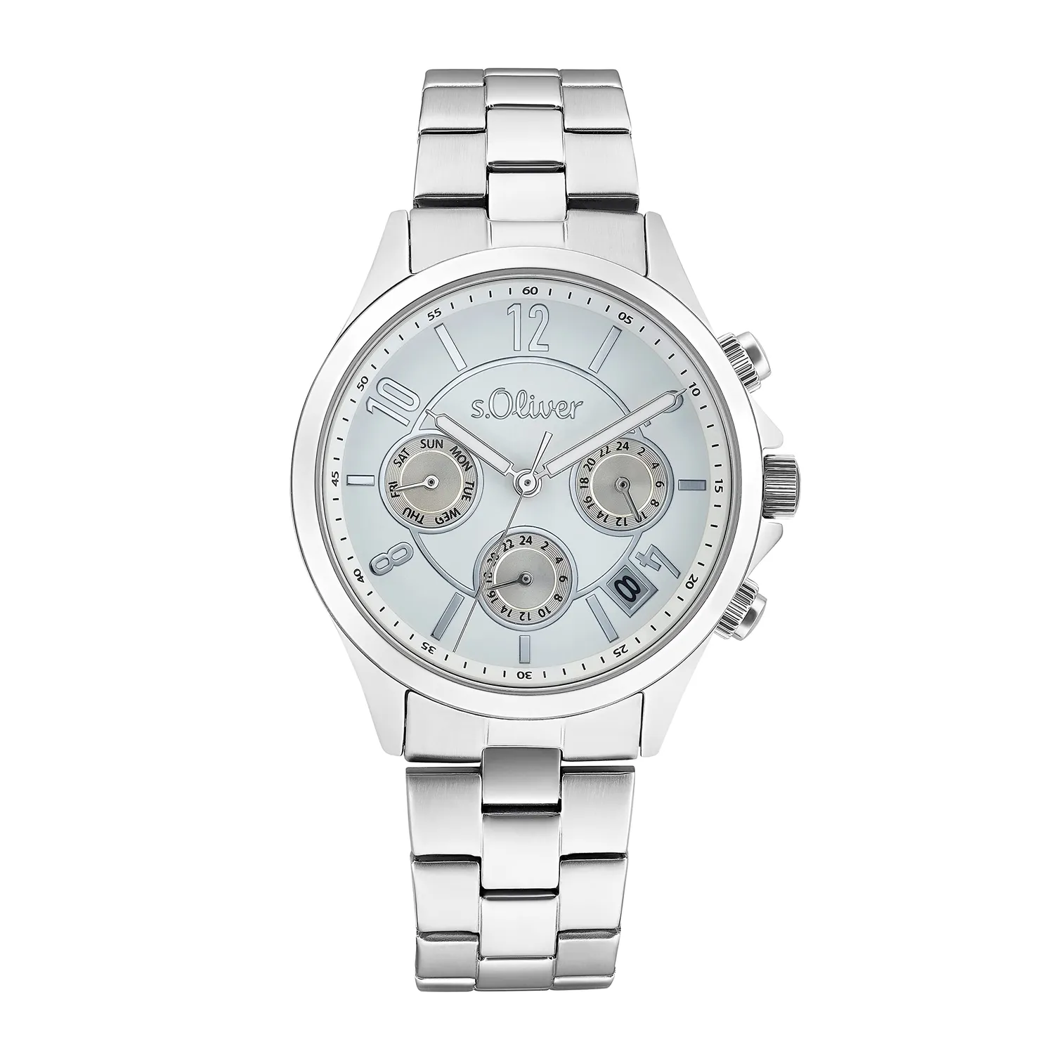 s.Oliver Montre femme acier doré cadran noir multifonction
