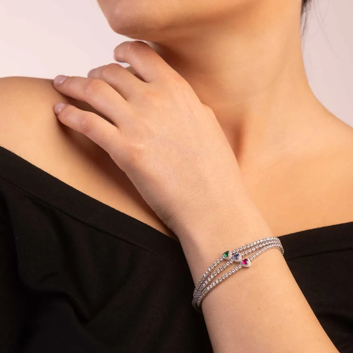 ULTIMA EDIZIONE Tennis bracelet cœur zircons blancs