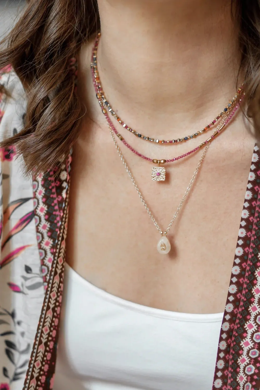 Cloralys Aziliz collier zircon multicolore 38 cm