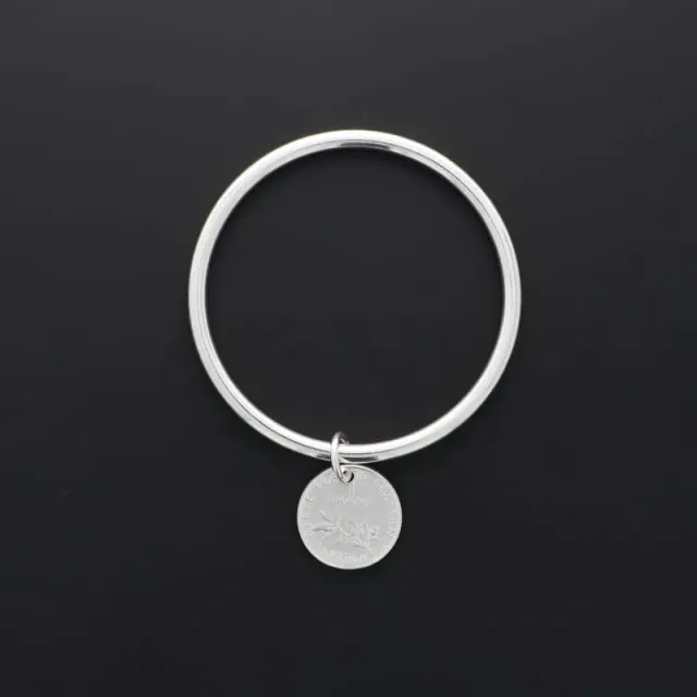 Secret de Cuir N°613 jonc franc breloque plaqué argent