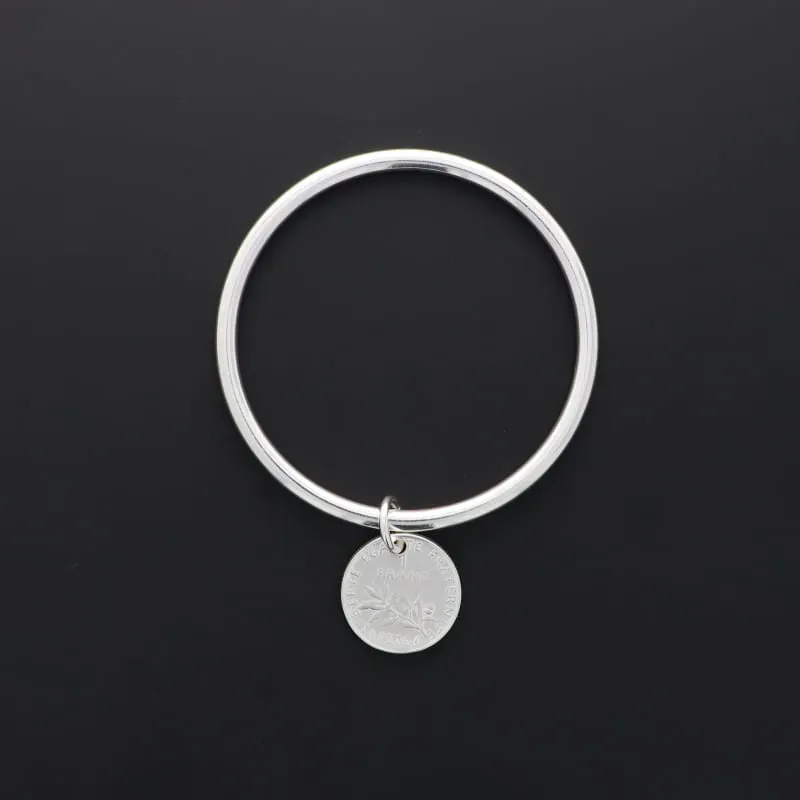 Secret de Cuir N°613 jonc franc breloque plaqué argent