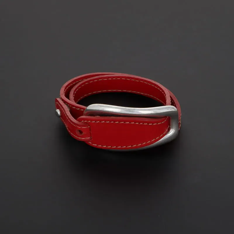 Secret de Cuir N°819 bracelet double tour cuir argenté