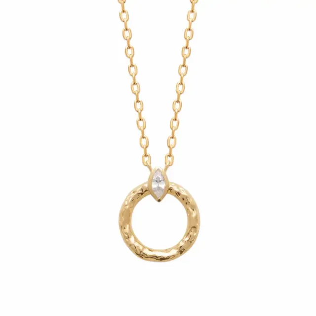 Oriana France collier diamant losange plaqué or doré