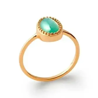 Oriana France Adeline bague aventurine véritable plaqué or